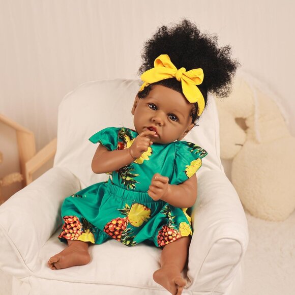 🆕22.8 Inch Reborn Doll with Soft Cloth Body African American Savannah Girl Doll - Picture 9 of 9